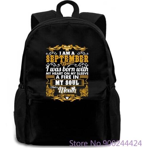 September Wo Fire In My Soul Birthday Cartoon Character women men backpack laptop travel school adult student
