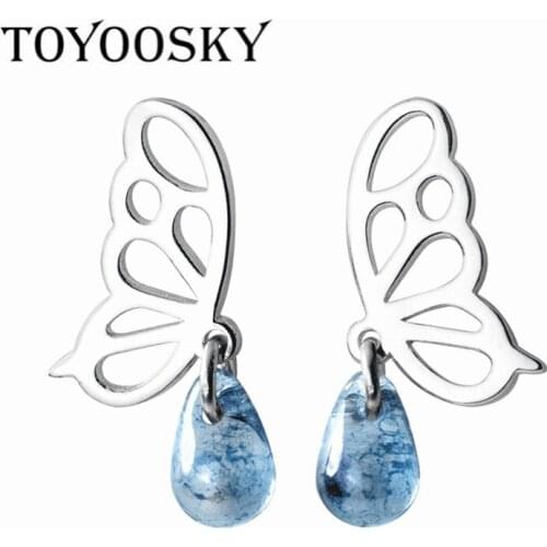 Wholesale 925 Sterling Silver Hollow Butterfly Drop Earrings For Women Young Girls Trend Animal Jewelry Party Gift