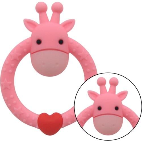 New Safe Baby Ring Hand Silicone Teether Molar Rod Infant Cute Cartoon Shape Chew Kids Teething Toys
