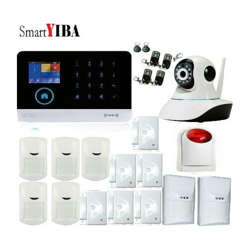 SmartYIBA Wifi GSM Home Alarm APP ISO 433MHz TFT Golor Screen RFID Disarm Arm Security Kit
