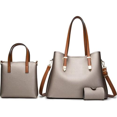 Luxury Designer Women PU Leather Handbags High Quality 3 Pieces Set Shoulder Bag Fashion Rivet Casual Female Tote Crossbody Bags