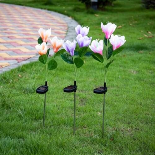 Solar Power Flower Light Solar Plug Lawn Lamp 3 Led colorful For Home Garden Yard Lawn Path Fairy Lights Garden Decor Outdoor
