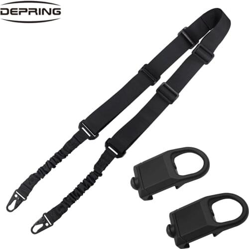 Tactical Adjustable 2 Points Rifle Shotgun Sling Strap Traditional Gun Shoulder Sling Strap with 2 Picatinny Rail Mounts