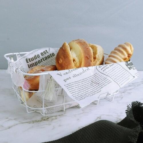 White Color Bread Food Cupcake Fruit Storage Holder Plates Table Food Basket Metal Home Organizer Plates Baskets for Kids Room