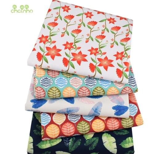 Chainho,Flower& Leaves Digital Printing Waterproof Fabric,For DIY Quilting & Sewing Suitcases,Handbags,Tablecloth Material