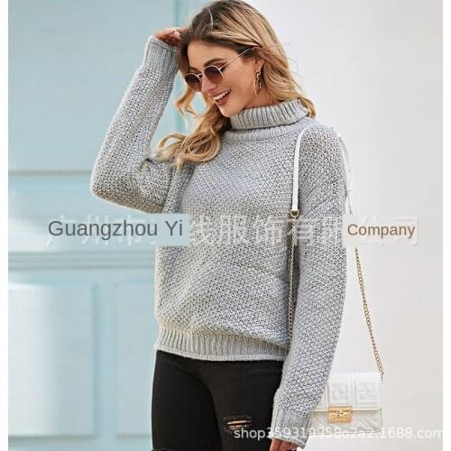 Winter Women Gray Knitted Turtleneck Sweater 2020 Fall Casual Slim Sweaters Pullover Womens Long Sleeve Elasticity Sweater