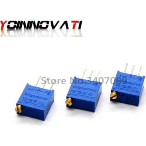 100PCS 3296W potentiometer precision adjustable resistance multi-turn trimming 1K 2K 5K 10K 100K 103 100R Trimmer Potentiometer