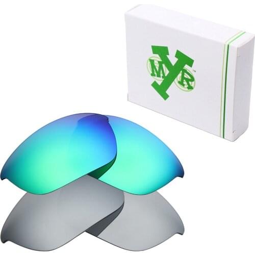2 Pairs Mryok POLARIZED Replacement Lenses for Oakley Half Jacket 2.0 Sunglasses Silver Titanium & Emerald Green