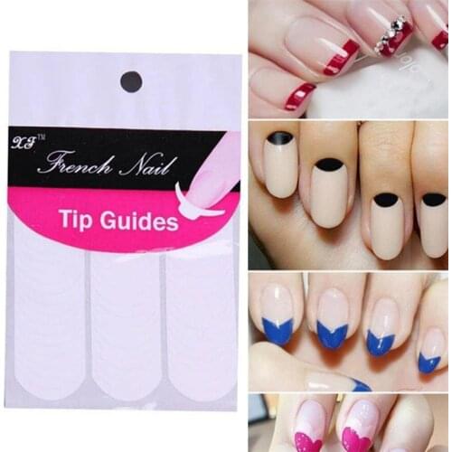2Packs=96PCS New Fashion White French Manicure Strip Nail Art Form Fringe Guides Sticker DIY Line Tips Nail stickers accessories