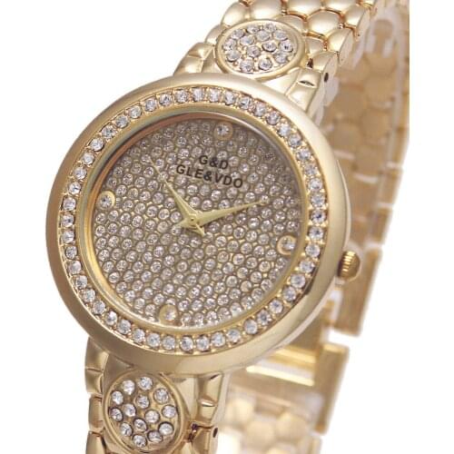 2017 Luxury Brand New G&D Women Quartz Wristwatch Stainless Steel Golden Women' Dress Watch Ladys Bracelet Watch Relojes Mujer