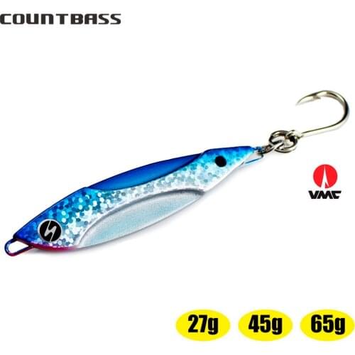 27g 45g 65g Countbass Sea Bass Jigging Lures rigged VMC hook, Vibration Fishing Lure, Metal Lead Fish Jig Bait, Free shipping