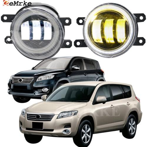 2-Pcs Angel Eye LED DRL Daylight Anti Fog Lights for Toyota Vanguard RAV4 2007-2013 Low Beam Foglight Lamp Car Accessories