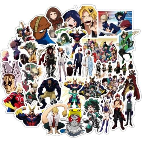 50PCS Anime My Hero Academia Peripheral Stickers Luggage Computer Guitar Skateboard DIY Decorative Waterproof Stickers Gift
