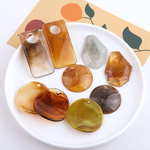 6pcs New 2020 Korean Literary Retro Turtle Face Irregular Geometry Round Rectangular Resin Patch Earrings Diy Jewelry Findings