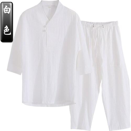 7color high quality cotton&linen men kung fu tai chi martial arts clothing tang suits outfit zen lay meditation uniforms hanfu