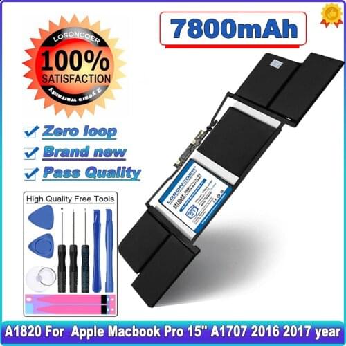 LOSONCOER 7800mAh A1820 Battery for Apple for Macbook Pro 15" A1707 2016 2017 Year Laptop Battery