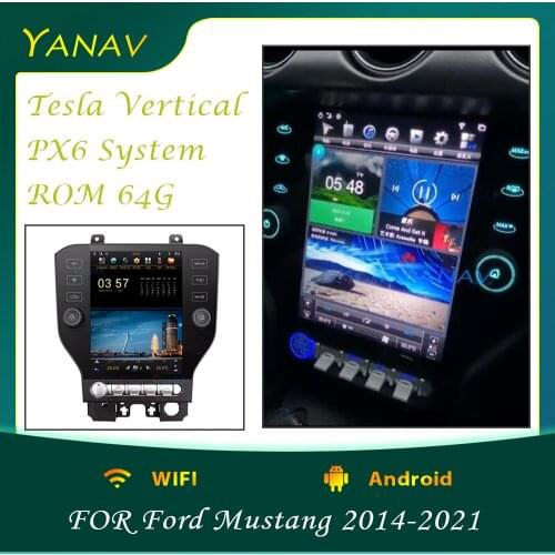 Car Radio Android 2 Din Stereo Receiver For-Ford Mustang 2014-2021 GPS Navigation Audio Video Multimedia Player Vertical Screen