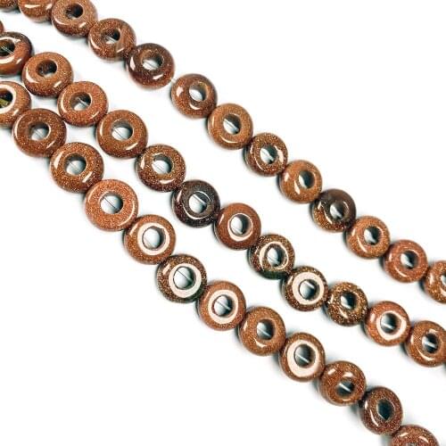 1 Strand 20Pcs 10x4mm Brown Gold Sand Stone Large Hole Beads For DIY Jewelry Making Accessories 15.5Inch Exquisite Gift