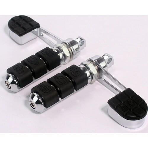 Cherk Chrome Skull Anti-Vibe Foot Pegs Male Mount Heel Rest For Harley Davidson DYNA FXDF FAT BOB FXDC FXDX Sportster XL Softail