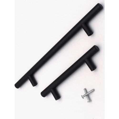 Black Door Drawer Cabinet Handle Pulls Hardware Furniture Handle Metal Cupboard Handles Straight Kitchen Door Handles