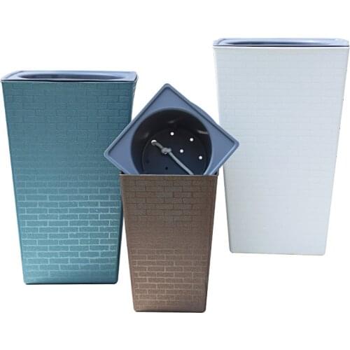 Brick Pattern Flowerpot Imitation Metal Plastic Flower Pot Square And Tall Type For Gardening Potted Plants E2S