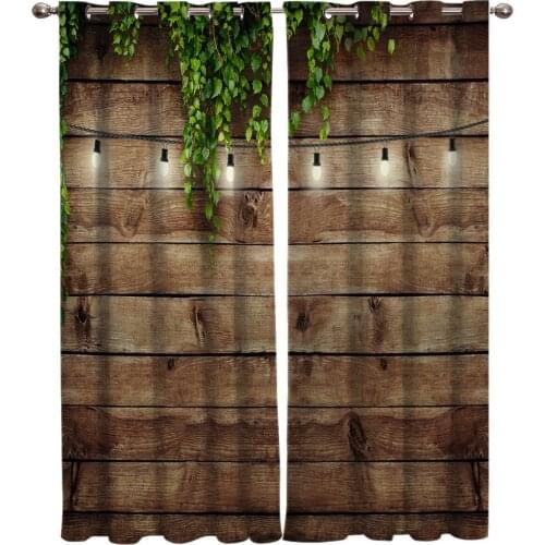 Wood Lamplight Leaves Rattan Plants Window Curtains Living Room Curtain Kitchen Curtains Home Decor