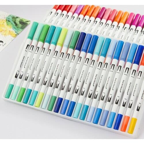 Dual Tips 100 Color Art Marker Pen Water Based Ink Soft Fine Brush Pen Watercolor Paintbrush Sketch For Manga Drawing