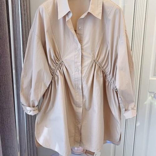 Design French Casual Elegant Pleated Shirt Long-Sleeved Dress 2021 Spring and Summer New