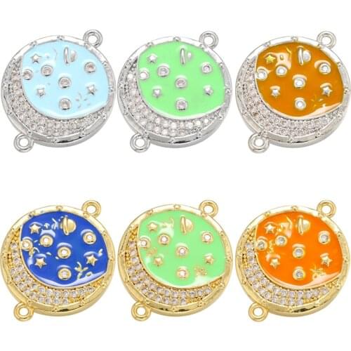 ZHUKOU star Dripping oil Enamel connectors for women DIY handmade Necklace Bracelet Jewelry Accessories Supply Wholesale VS478