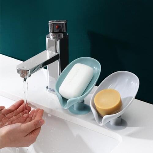Leaf Shape Soap Box Drain Soap Holder Box Bathroom Shower Soap Holder sponge Storage Plate Tray Bathroom Supplies Bathroom Gadge