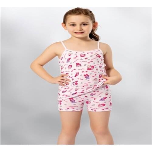 GIRLS PRINTED LYCRA SHORTS SUIT 93% Cotton 7% Elastane 3 - 5 - 8 - 10 Pieces