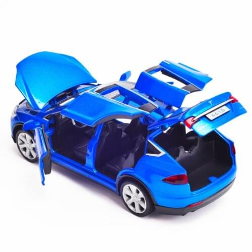 Tesla modelx90 car model 1:32 simulation alloy car model return force car car childrens new year adult gift blue car