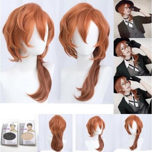 Morematch High Quality Anime Bungo Stray Dogs Chuya Nakahara Chuuya Cosplay Wig Heat Resistant Synthetic Hair Wigs + Wig Cap