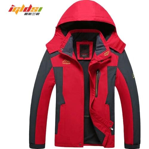 Plus Size 7XL 8XL Mens Autumn Fleece Jacket Waterproof Windbreaker Warm Coat Hooded Jackets Casual OutdoorJackets Overcoat