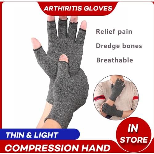 Men Cotton Elastic Compression Gloves Hand Arthritis Joint Pain Relief Gloves Therapy Open Fingers Health Care Arthritis Gloves