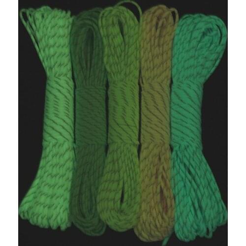 1pcs 100FT 9 Strand Luminous Glow in the Dark & Reflective Paracord Parachute Cord