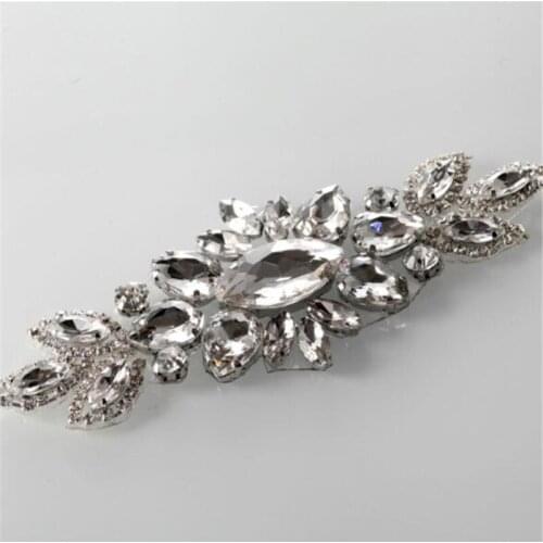1 piece) Sew On Strass Applique Rhinestone For Wedding Belt Pearl Patch Crystals Iron On Glass For Bridal Headband Trim