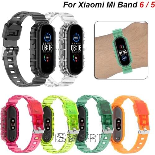 Transparent Glacier Strap for Xiaomi Mi Band 6 NFC Bracelet Silicone Replacement Strap For MiBand 5 TPU Band