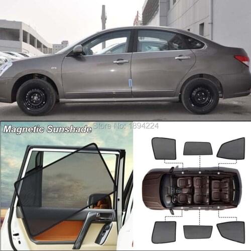 Car Full Side Windows Magnetic Sun Shade UV Protection Ray Blocking Mesh Visor For Nissan Sylphy 2012