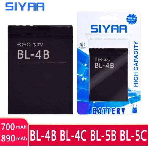 SIYAA Phone Battery BL-4B BL-4C BL-5B BL-5C For Nokia BL 4B BL 5B BL 5 BL 4C 2630 7373 N75 N70 N76 N72 6136 6300 5070 Batteries