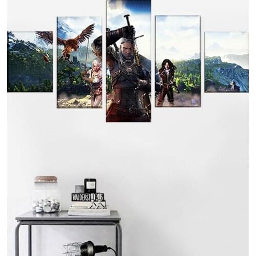 Modern Art Painting 5 Pieces Game Hunt Picture On Canvas Printed Poster Wall Decorative Bedroom Artwork for Houses Gifts frame