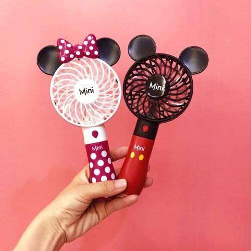 Disney outdoor portable cartoon cute Mickey USB fan student mini handheld electric fan lithium battery rechargeable figuer toys