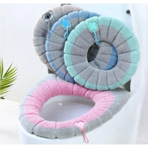 Thickened Toilet Cushion Winter Soft Washable Common Nordic Toilet Seat Pads Household Bathroom Lavatory Cushion Toilet Set
