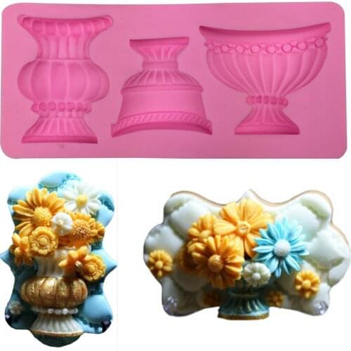 Flower basket Shape 3D fondant cake silicone mold kitchen chocolate jello pastry candy soap candle cupcake decoration tool F0303