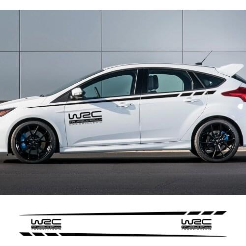 2PCS Car WRC Sticker Door Side Waist Line Stripe Skirt Vinyl Decal For Ford Focus 2 3 1 MK2 MK3 MK1 Auto Body Decor Accessories