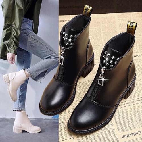 Zipper Lady Boots Brand Womens Shoes Australia Boots-women Winter Footwear Round Toe Ladies Fashion Autumn Snow 2020 Rock Med