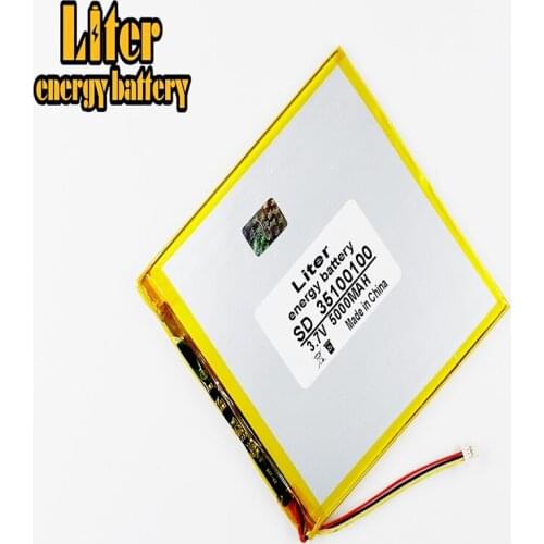 1.0MM 3pin connector 3.7v 35100100 lithium polymer battery with pcm backup 5000mah tablet pc battery