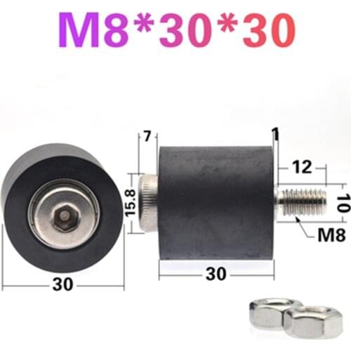 10pcs M8*30*30cm PU polyurethane roller, PUT626330-30 C0L9M5 rubber-coated pulley, bearing roller transmission belt accessories