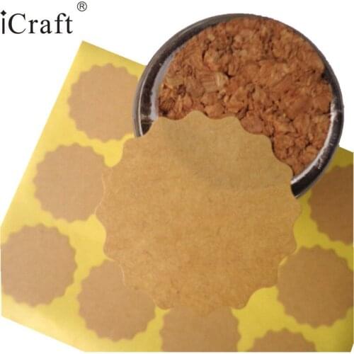 1200pcs 3.9cm Flower Shape Blank Kraft Sticker Creative DIY Gift Point Sticker