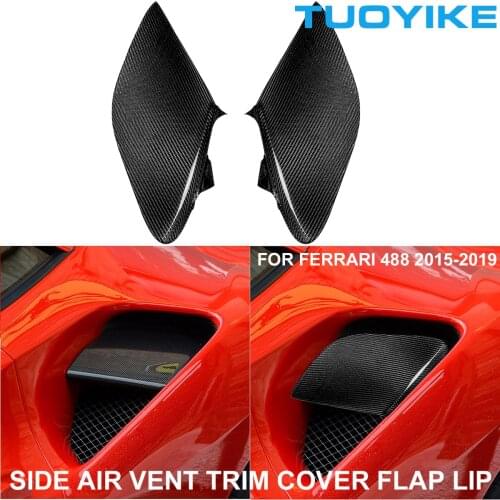 2PCS/set Car Dry Carbon Fiber Rear Side Air Vent Trim Scoop Lips Flaps Cover Panel Sticker For Ferrari 488 GTB Spider 2015-2019